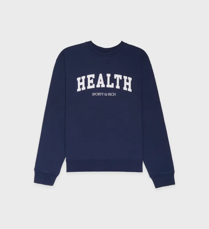 Health Ivy Crewneck - Navy sold by Sporty and Rich