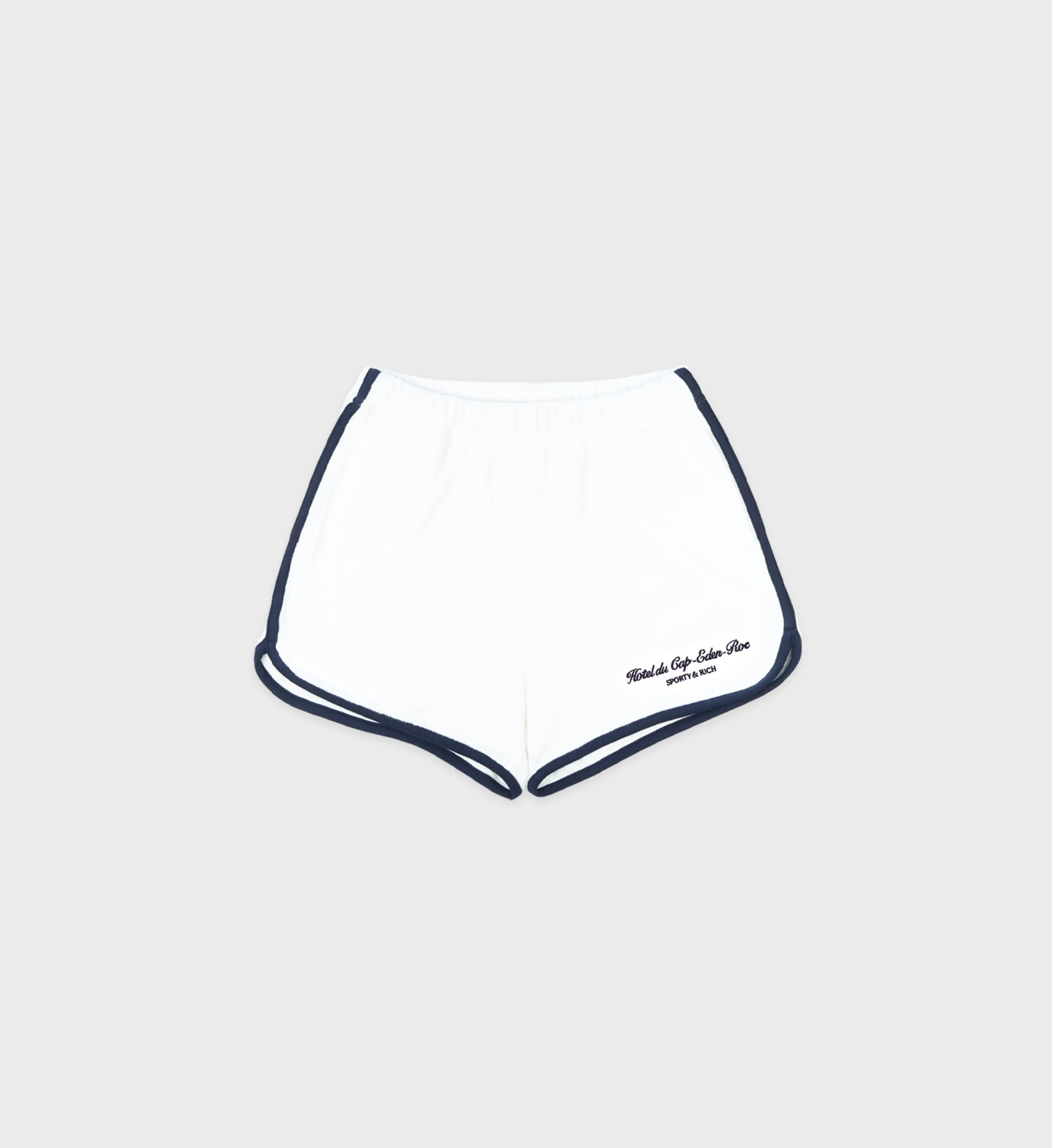 Hotel du Cap Cursive Terry Short - White/Navy sold by Sporty and Rich