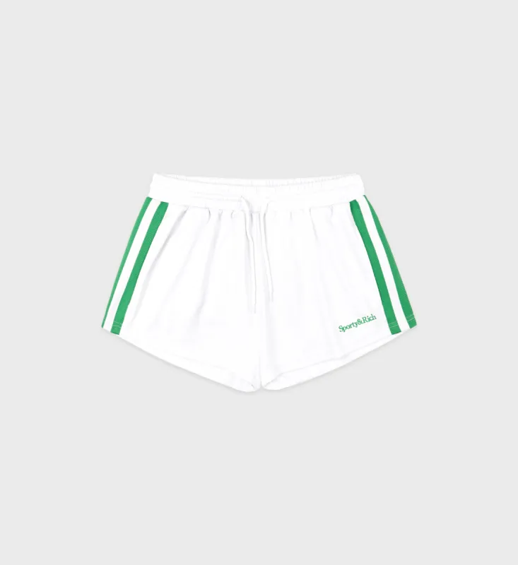 Serif Logo Roller Short - White/Verde sold by Sporty and Rich
