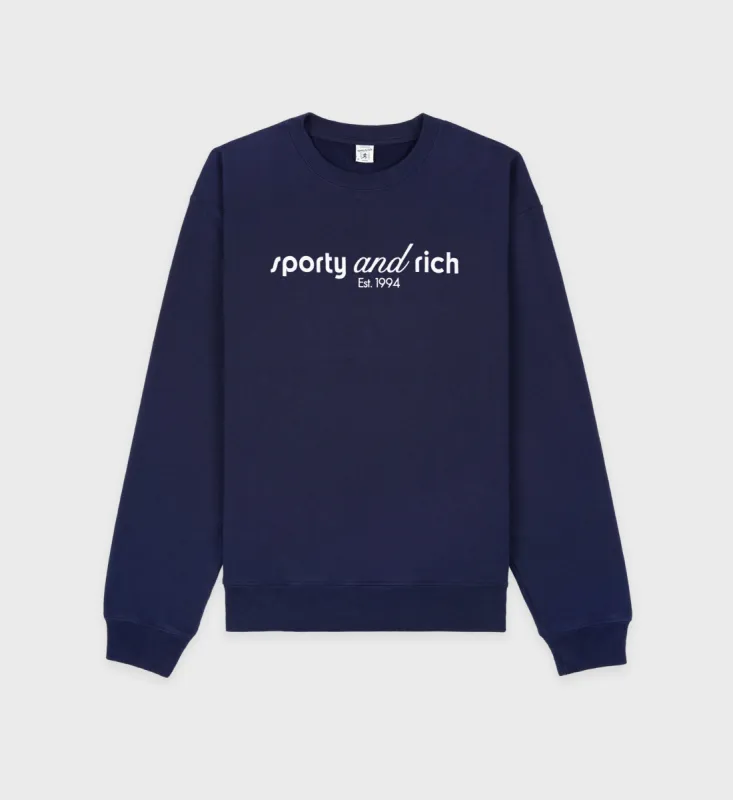 Tank Crewneck - Navy/White sold by Sporty and Rich