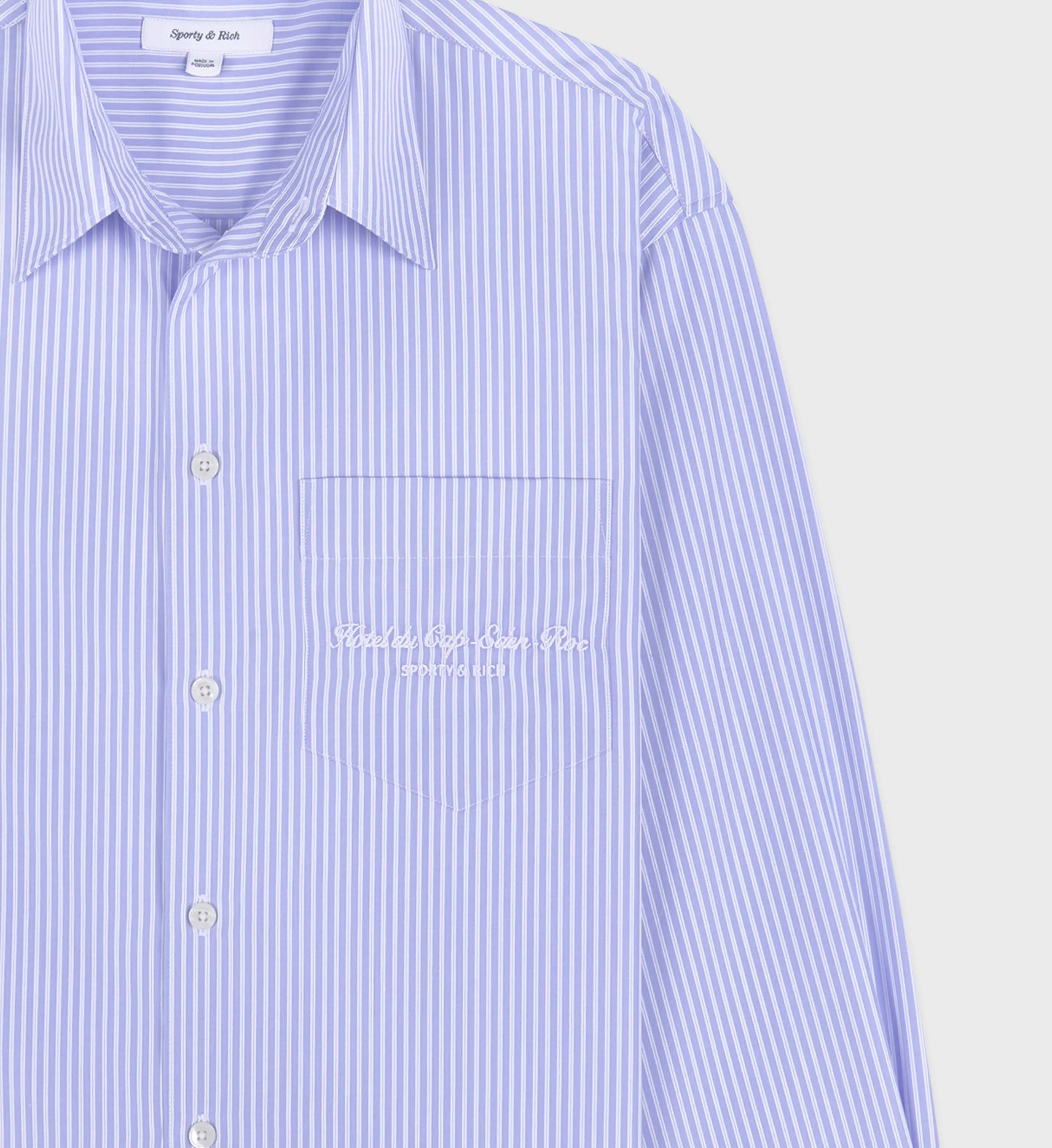Hotel du Cap Cursive Oversized Shirt - Blue Striped sold by Sporty and Rich product image thumbnail 2