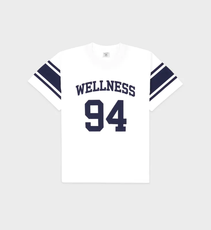 Wellness 94 Rugby Tee - White/Navy sold by Sporty and Rich