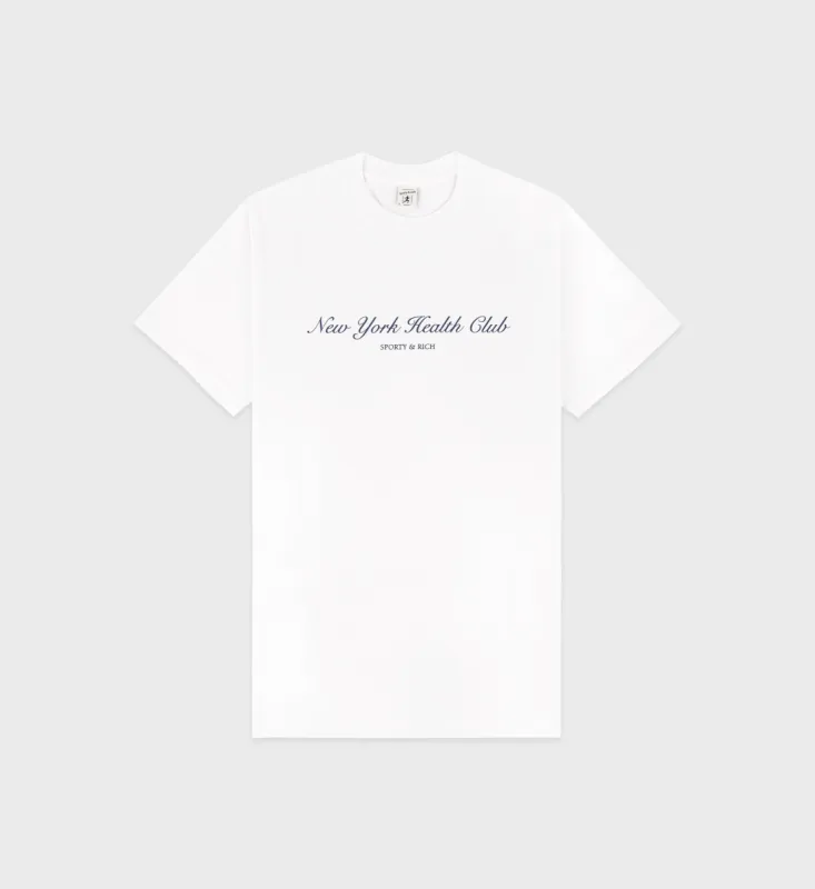 NY Health Club T-Shirt - White/Navy sold by Sporty and Rich