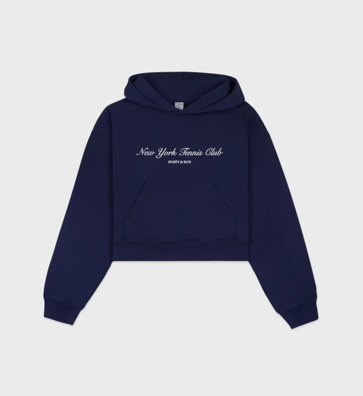 Wellness Club Flocked Hoodie - Navy/Cream | Parallel