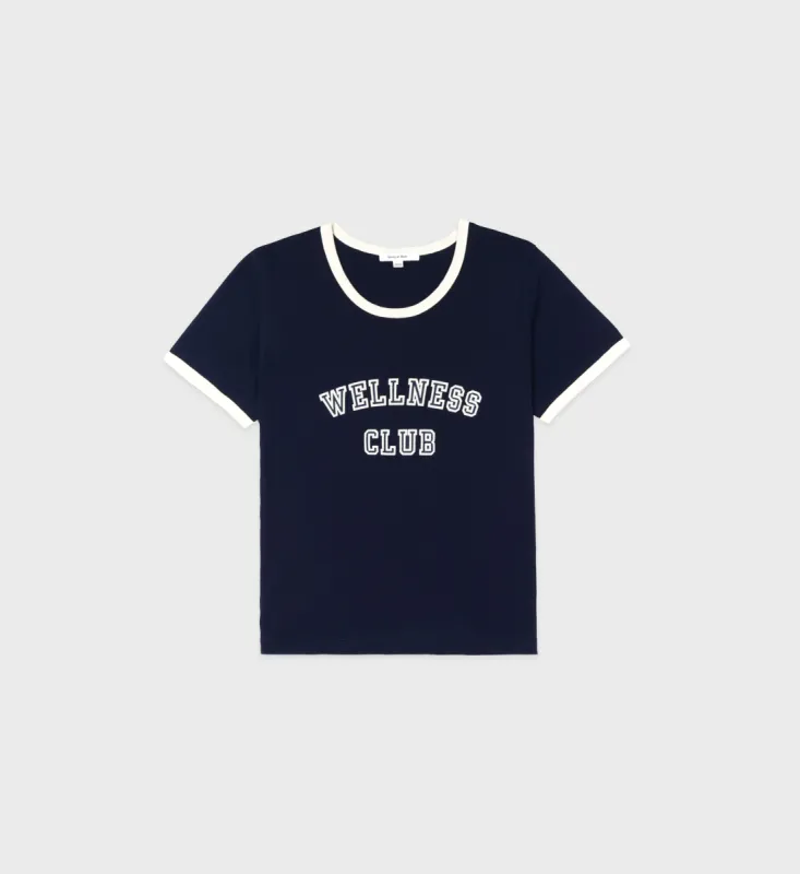 Wellness Club Ringer Tee - Navy/Cream sold by Sporty and Rich
