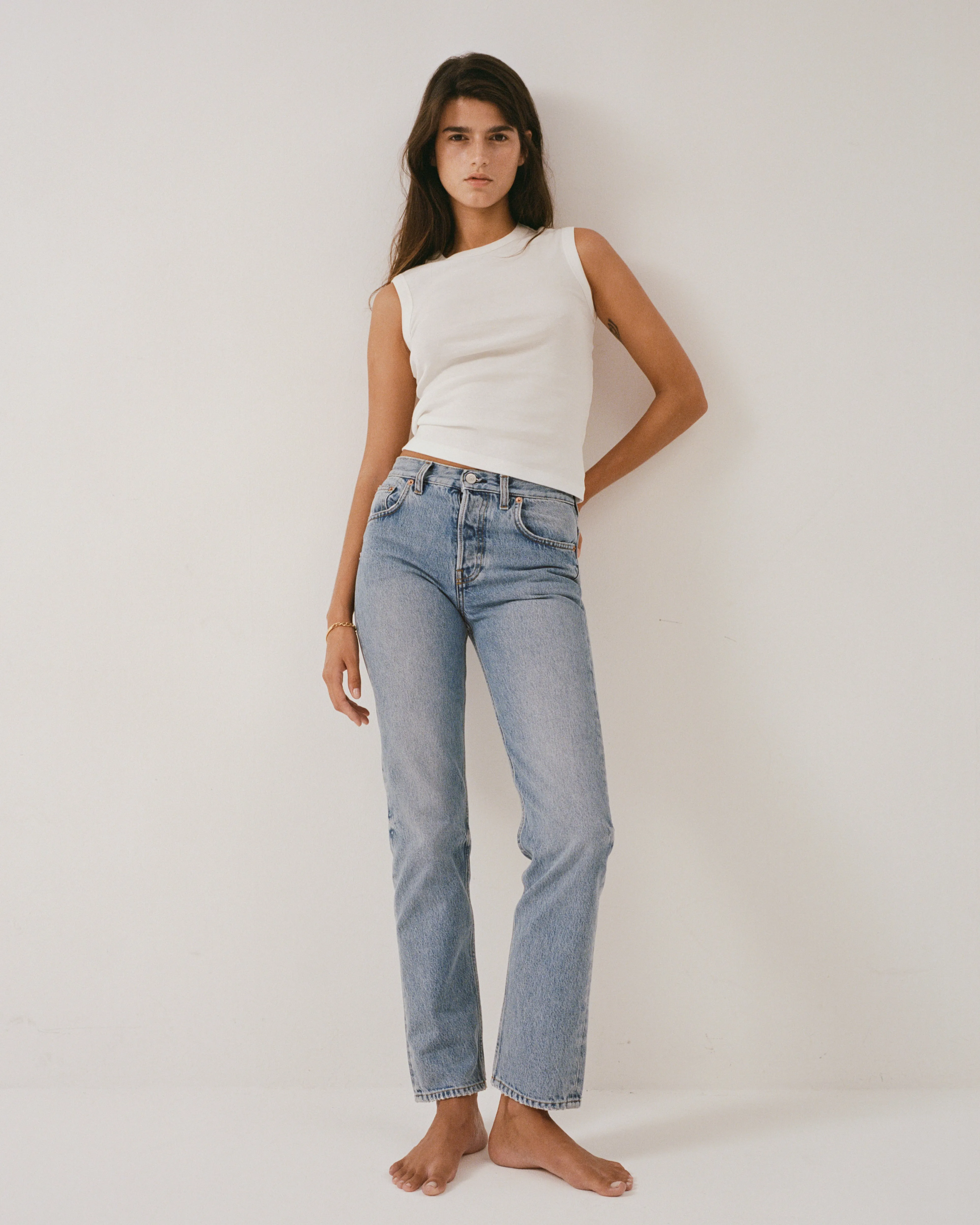 Vintage Fit Straight Leg Denim - Medium Blue - old sold by Sporty and Rich product image thumbnail 5