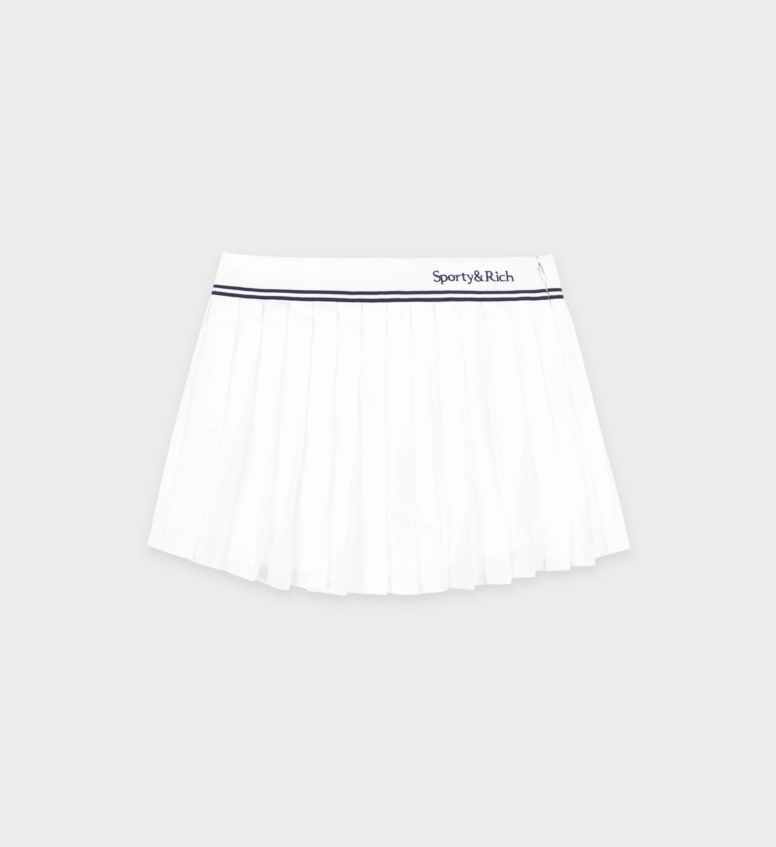Abigail Pleated Skirt - Off White/Navy sold by Sporty and Rich