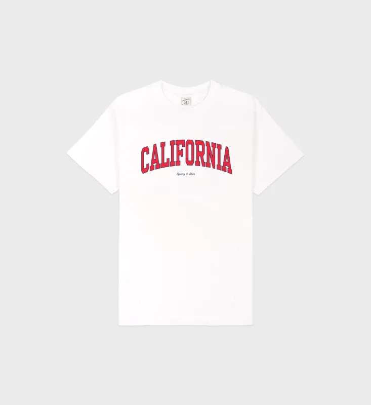 California T-Shirt - White/Bright Red sold by Sporty and Rich