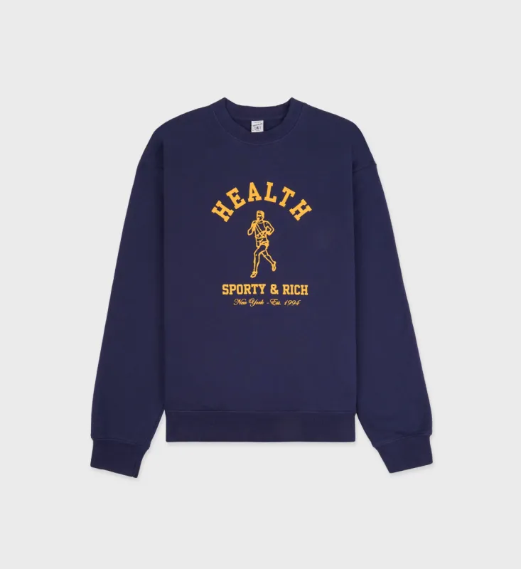 NY Running Club Crewneck - Navy/Gold sold by Sporty and Rich