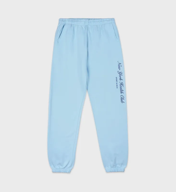 NY Health Club Flocked Sweatpant - H2O/Navy sold by Sporty and Rich