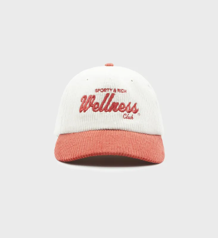 Wellness Club Corduroy Hat - Strawberry/White sold by Sporty and Rich