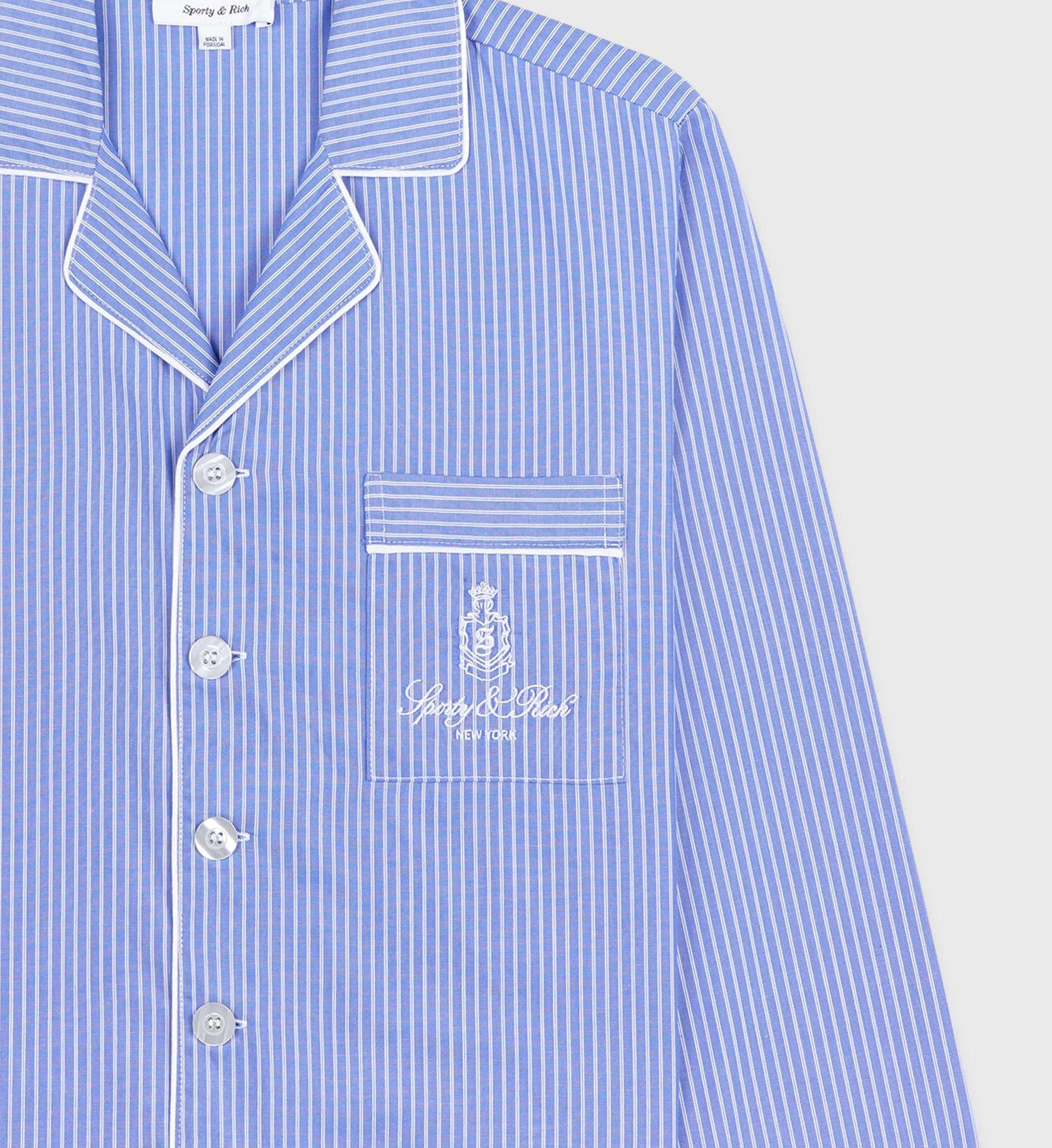 Vendome Pyjama Shirt - Blue Striped sold by Sporty and Rich product image thumbnail 2