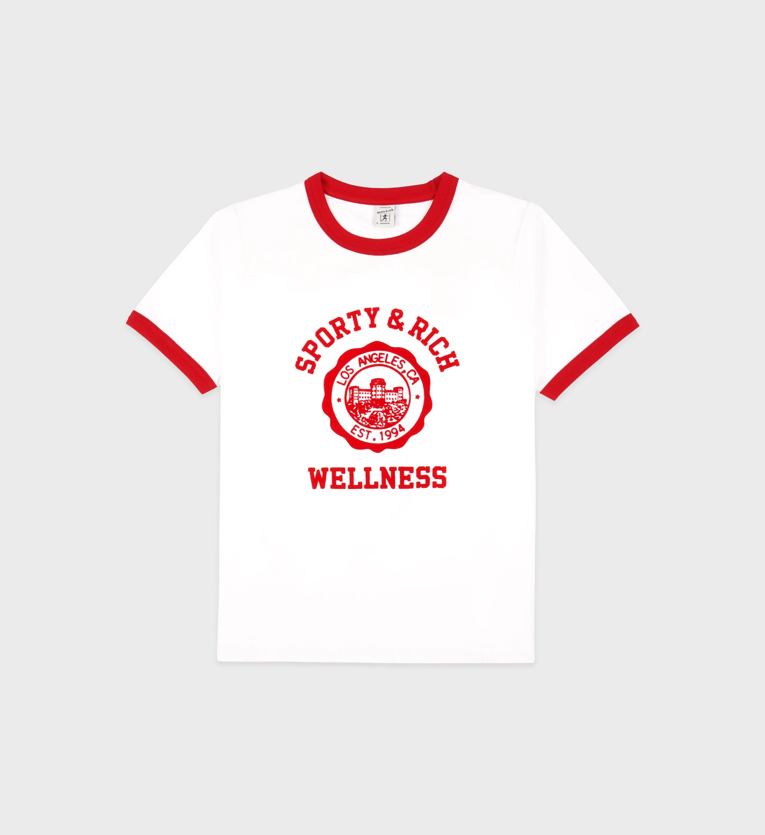 Emblem Ringer Tee - White/Bright Red sold by Sporty and Rich
