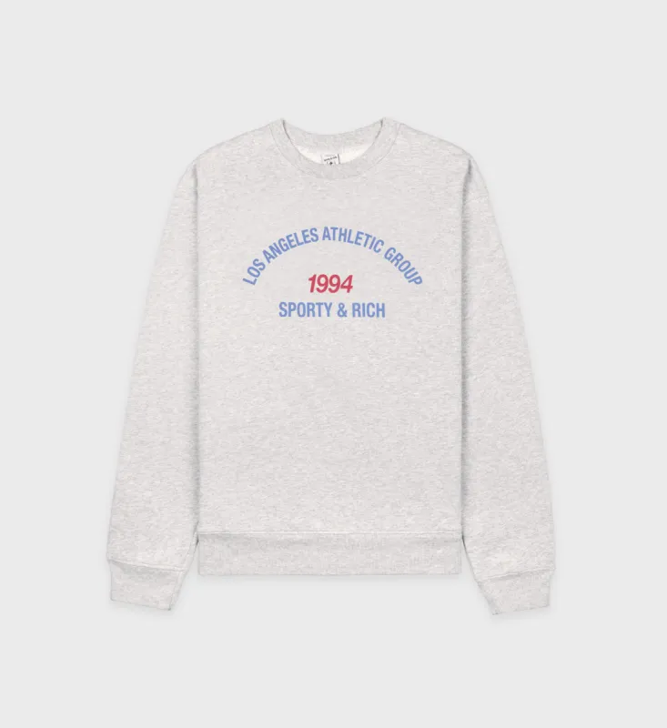 LA Athletic Group Crewneck - Heather Gray/Ocean sold by Sporty and Rich