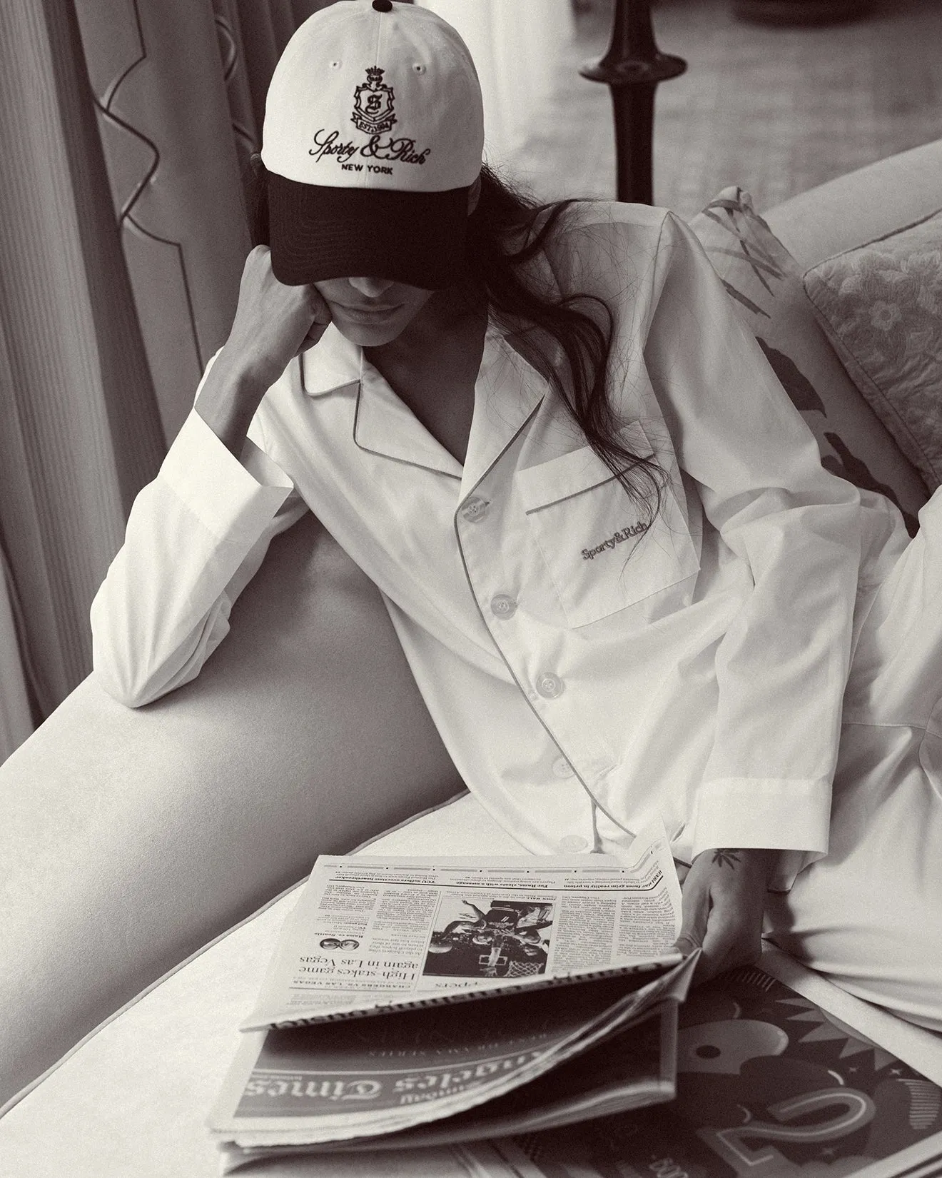 Serif Logo Pyjama Trousers - White/Lilac sold by Sporty and Rich product image thumbnail 5