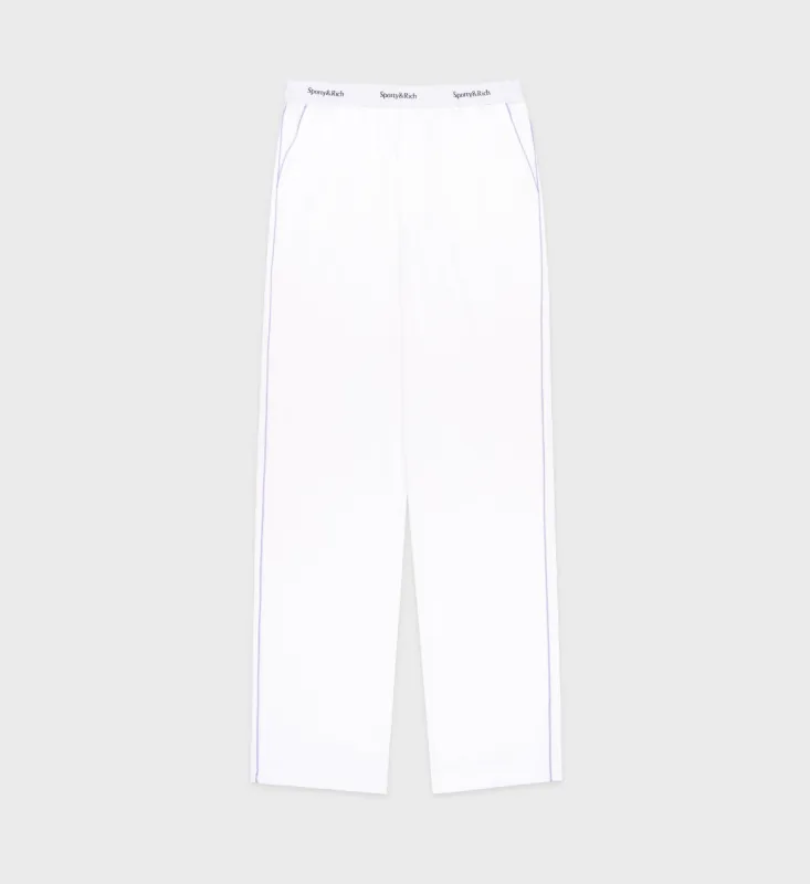 Serif Logo Pyjama Trousers - White/Lilac sold by Sporty and Rich