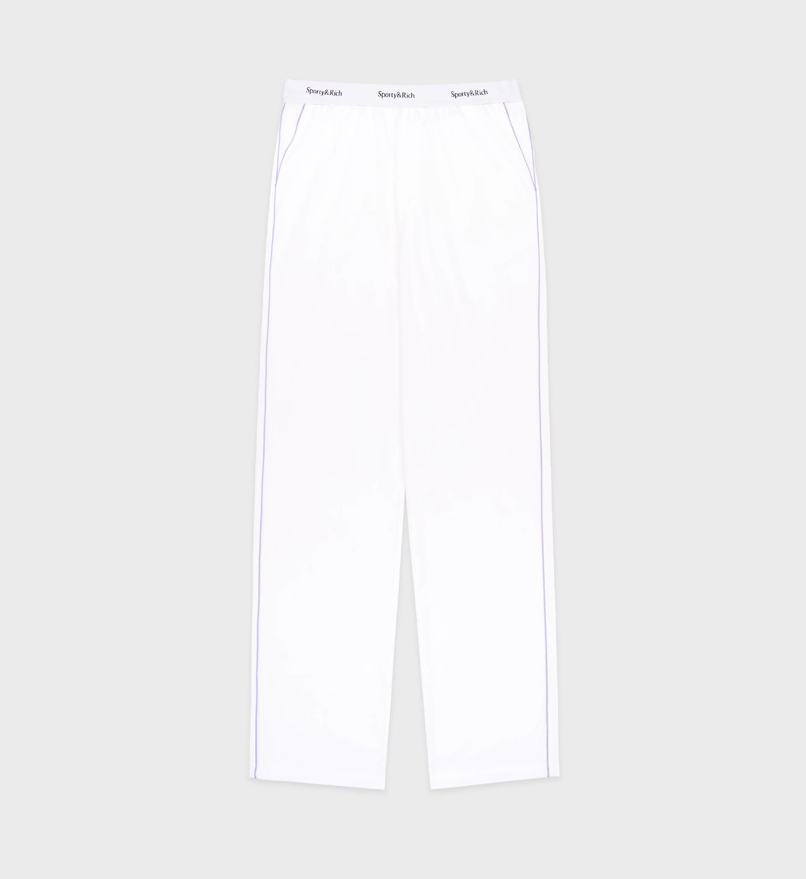 Serif Logo Pyjama Trousers - White/Lilac sold by Sporty and Rich