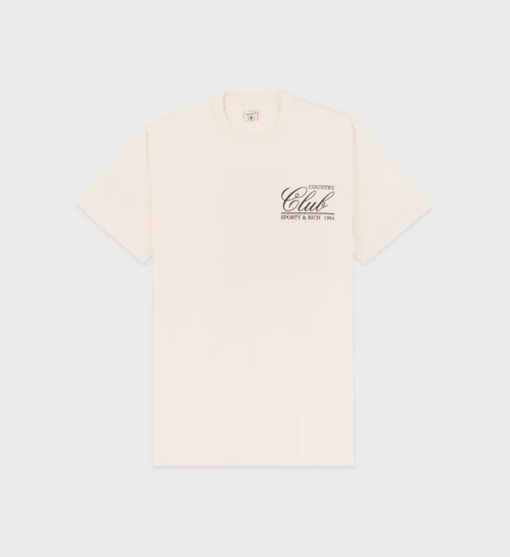 94 Country Club T-Shirt - Cream/Navy sold by Sporty and Rich