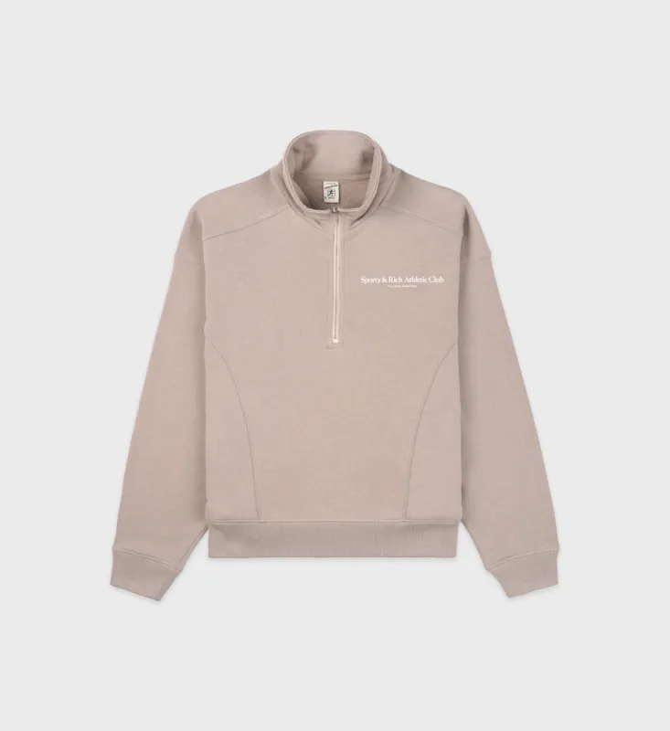 Athletic Club Quarter Zip - Elephant/White sold by Sporty and Rich
