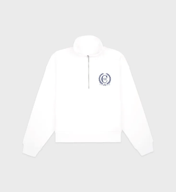 C Crest Quarter Zip - White/Navy sold by Sporty and Rich