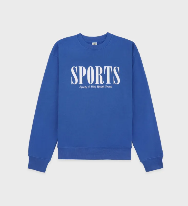 Sports Crewneck - Imperial Blue/White sold by Sporty and Rich