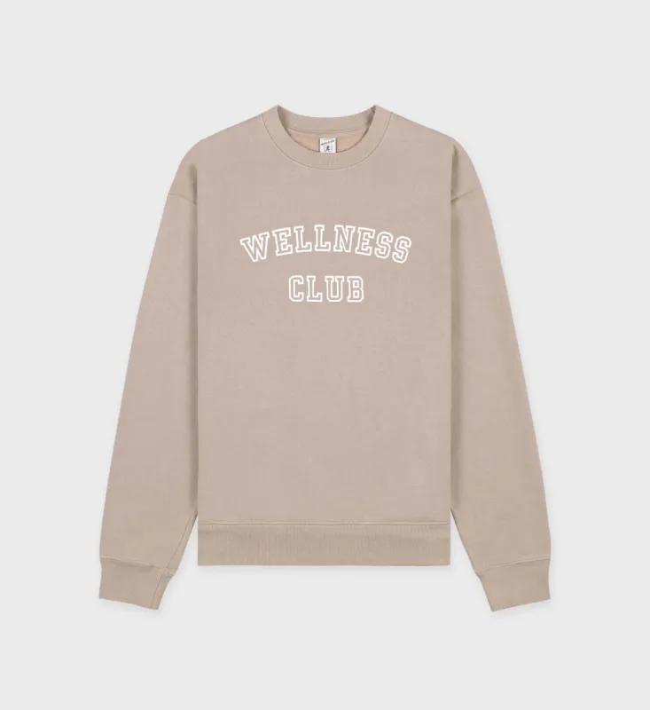 Wellness Club Flocked Crewneck - Elephant/White sold by Sporty and Rich