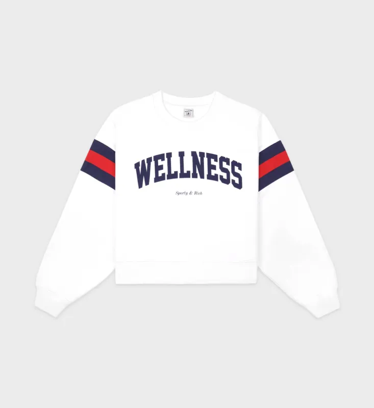 Wellness Ivy Rugby Crewneck - White/Navy/Red sold by Sporty and Rich