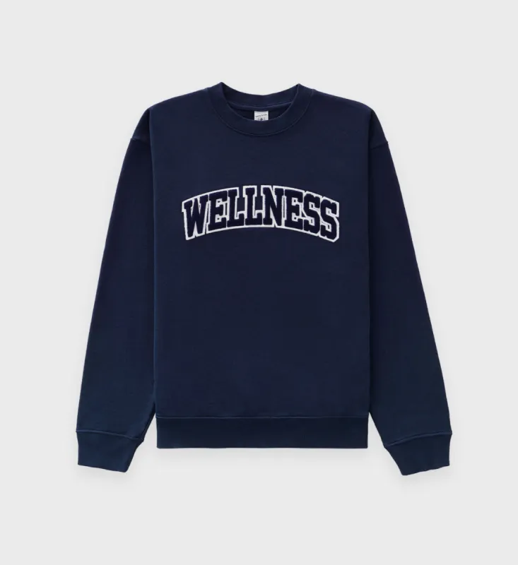 Wellness Ivy Bouclé Crewneck - Navy sold by Sporty and Rich
