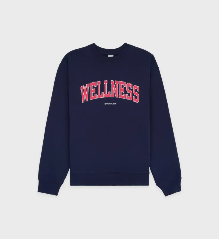 Wellness Ivy Crewneck - Navy/Red sold by Sporty and Rich