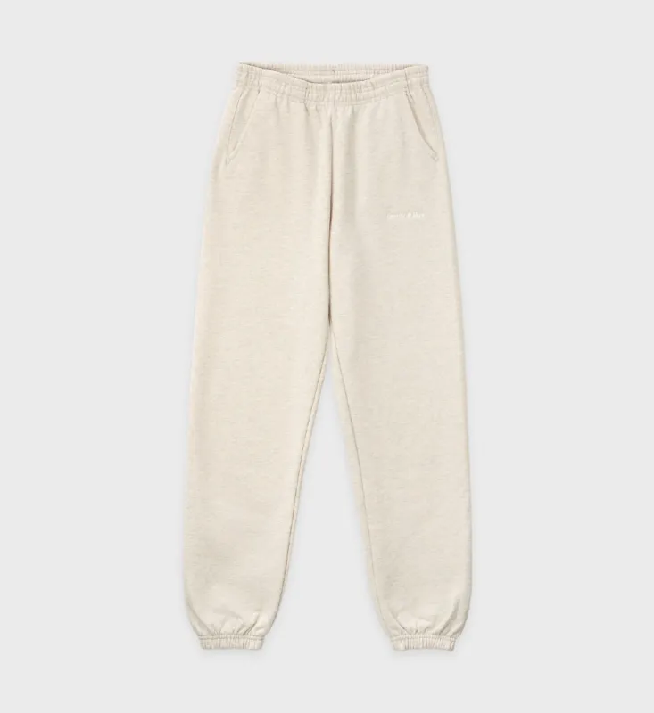 Classic Logo Sweatpants - Heather Oatmeal sold by Sporty and Rich