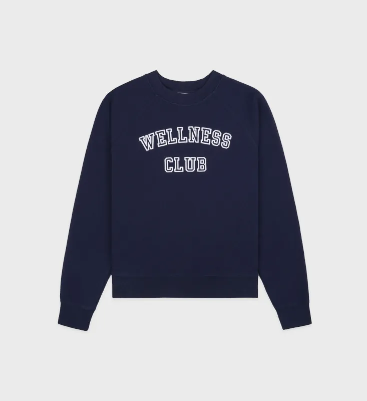 Wellness Club Soft Crewneck - Navy/White sold by Sporty and Rich