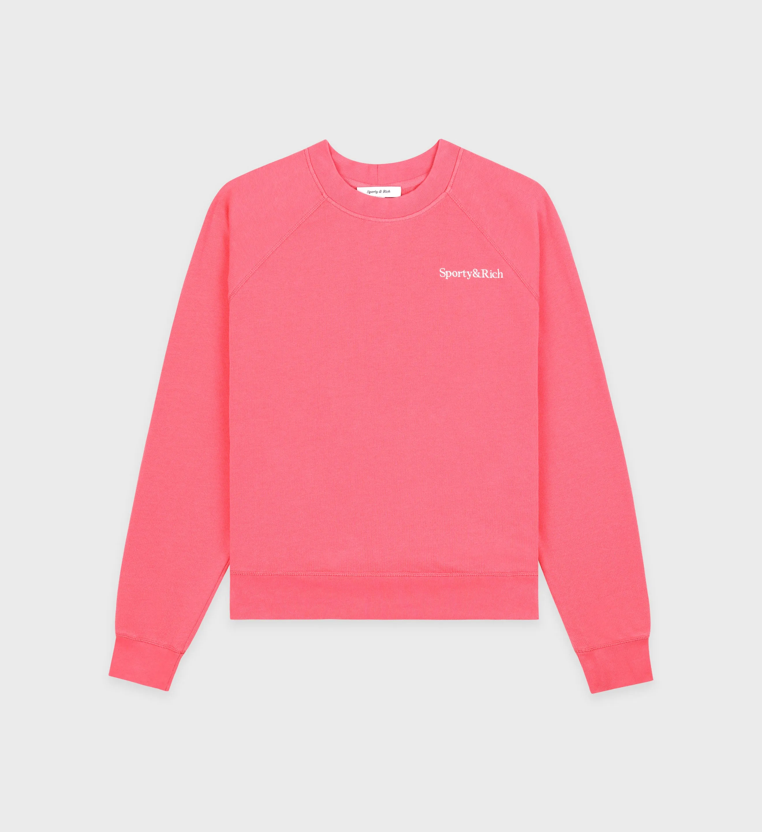 Serif Logo Soft Crewneck - Cotton Candy/White sold by Sporty and Rich