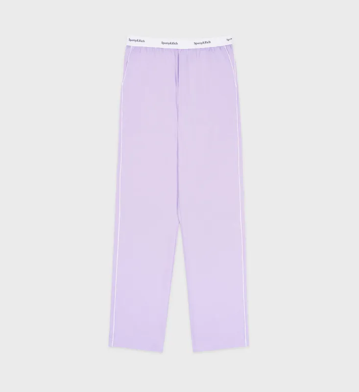 Serif Logo Pyjama Trousers - Lilac/White sold by Sporty and Rich