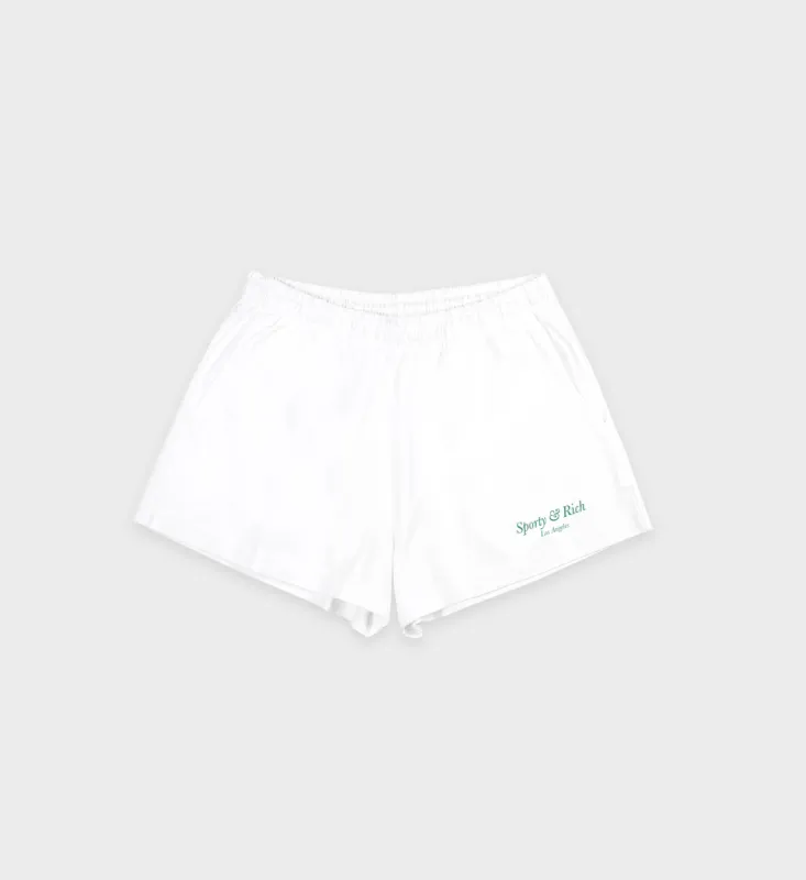 Italic Logo Disco Short - White/Verde sold by Sporty and Rich