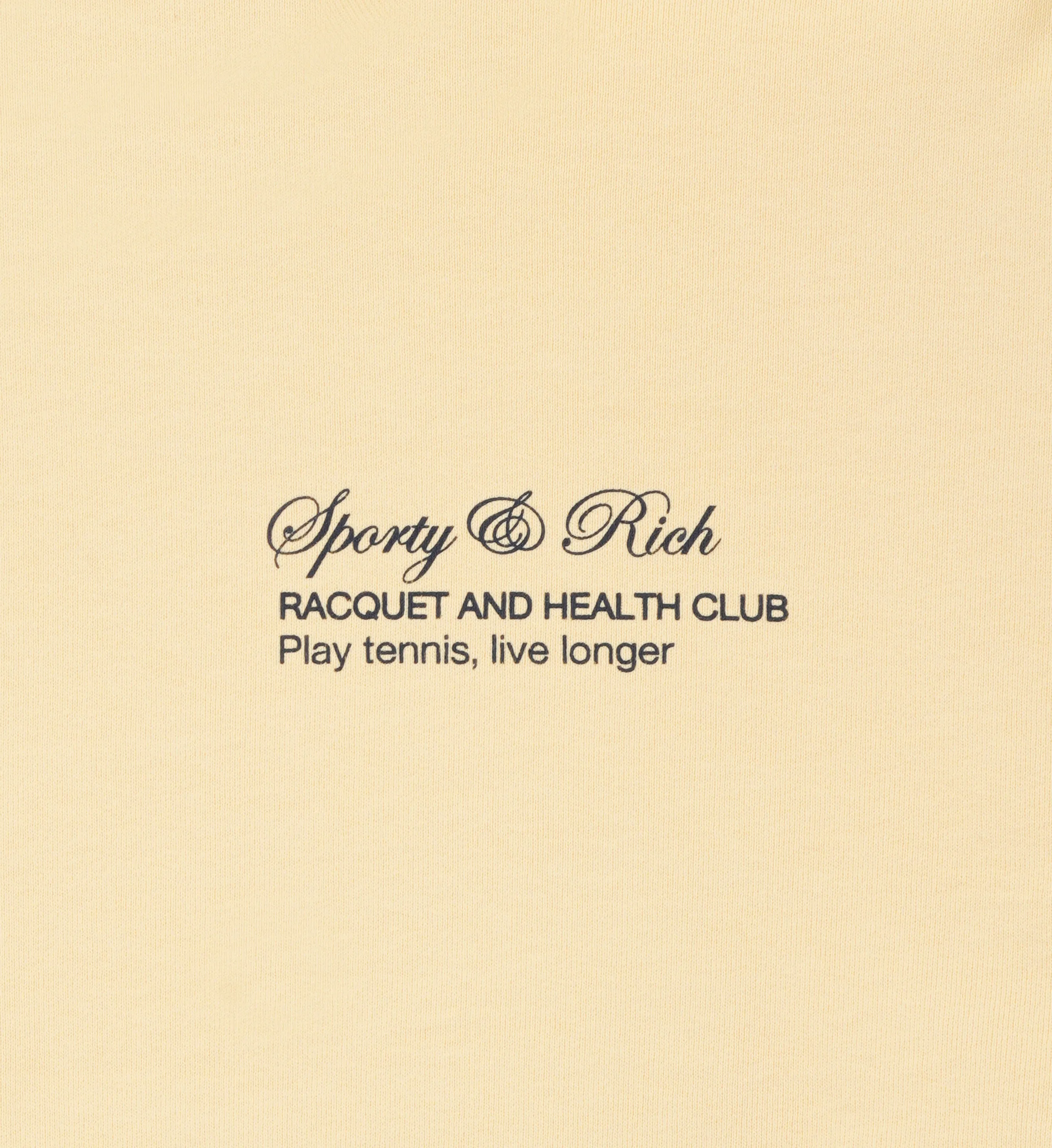 Tennis Script Cropped Crewneck - Almond/Navy sold by Sporty and Rich product image thumbnail 3