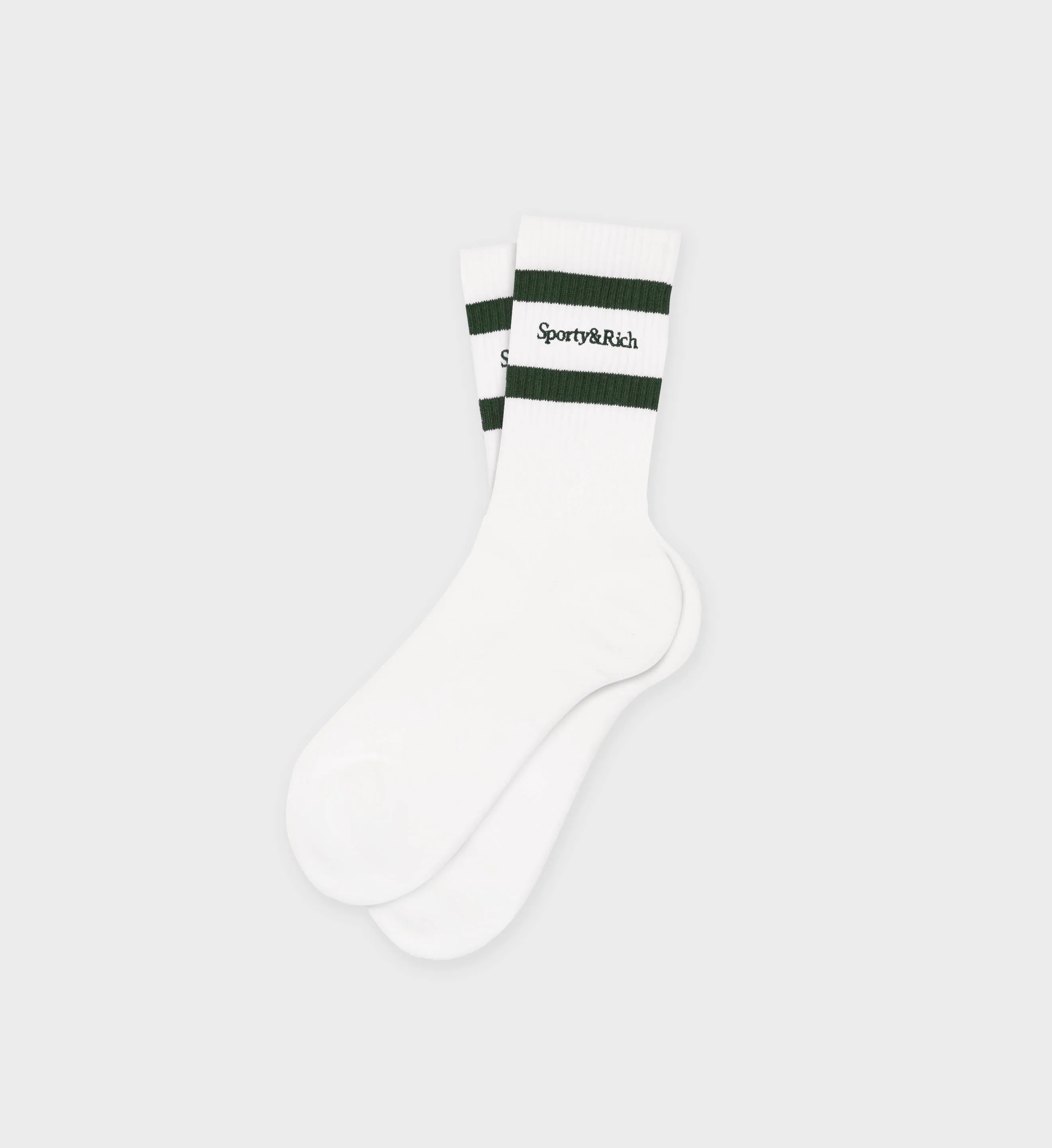 Serif Logo Socks - White/Forest sold by Sporty and Rich