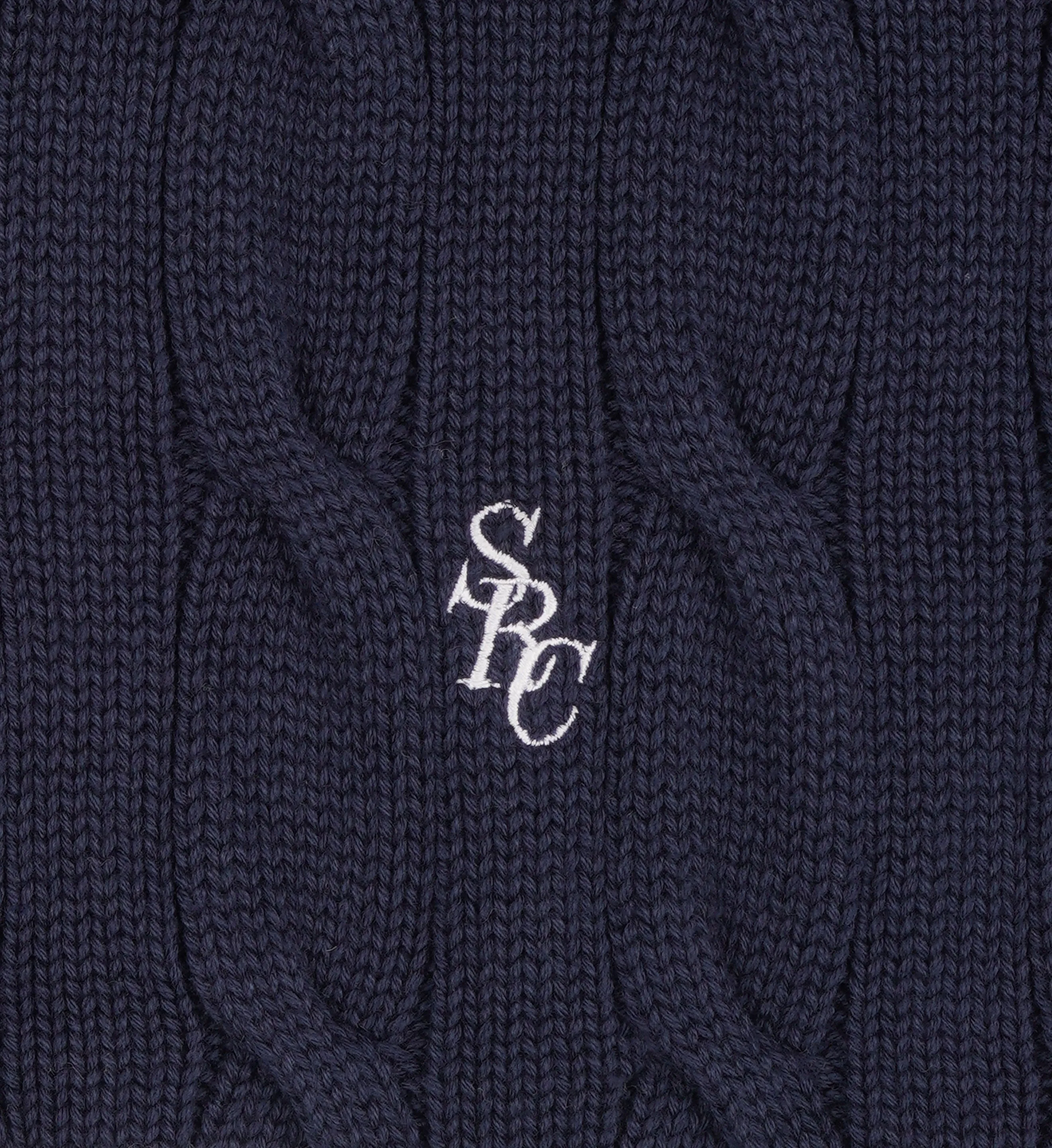 SRC Cableknit V-Neck Sweater - Navy/White sold by Sporty and Rich product image thumbnail 3