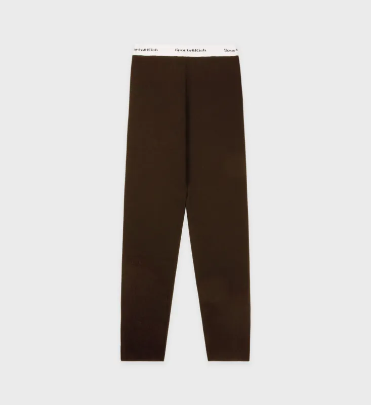 Serif Logo Knitted Legging - Chocolate/Off White sold by Sporty and Rich