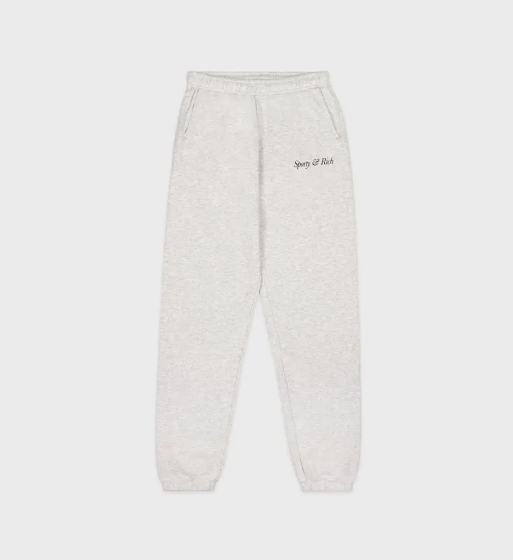 Italic Logo Sweatpant - Heather Gray/Navy sold by Sporty and Rich