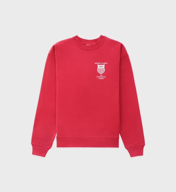 Athletic Team Crewneck - Ruby sold by Sporty and Rich