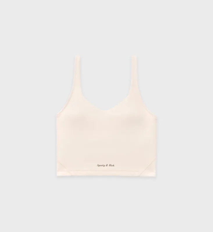 Classic Logo Cropped Tank - Cream sold by Sporty and Rich