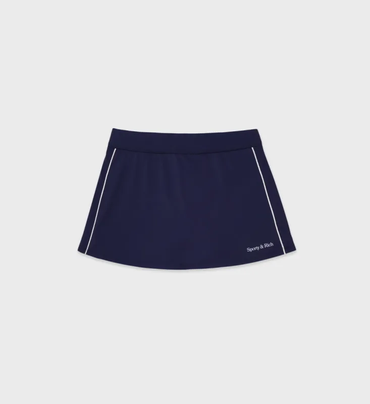 New Serif Court Skirt - Navy/White sold by Sporty and Rich