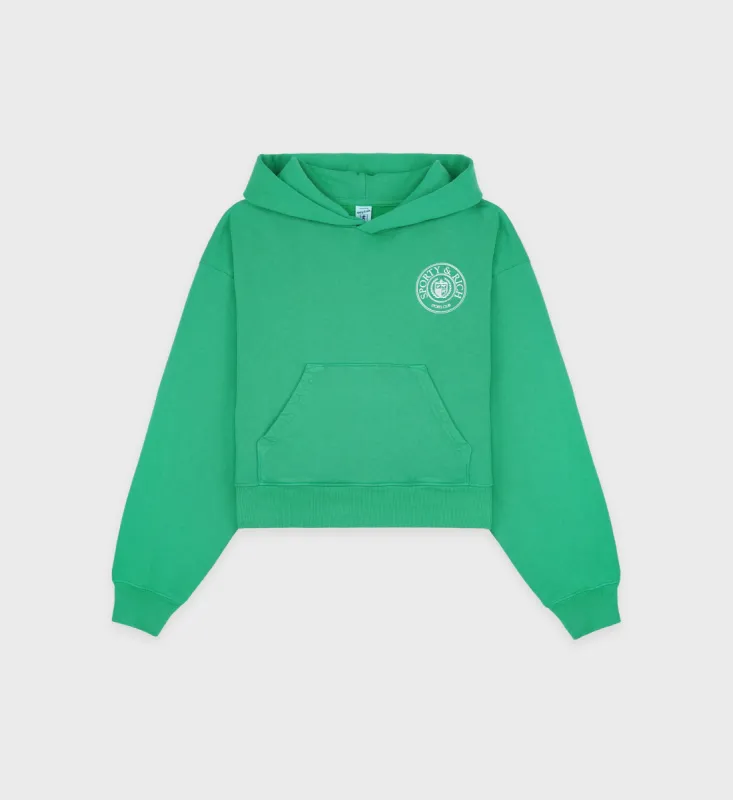 Connecticut Crest Cropped Hoodie - Verde/White sold by Sporty and Rich