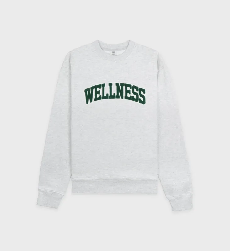Wellness Boucle Crewneck - Heather Gray/Forest sold by Sporty and Rich
