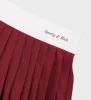 Classic Logo Pleated Skirt - Merlot/White sold by Sporty and Rich