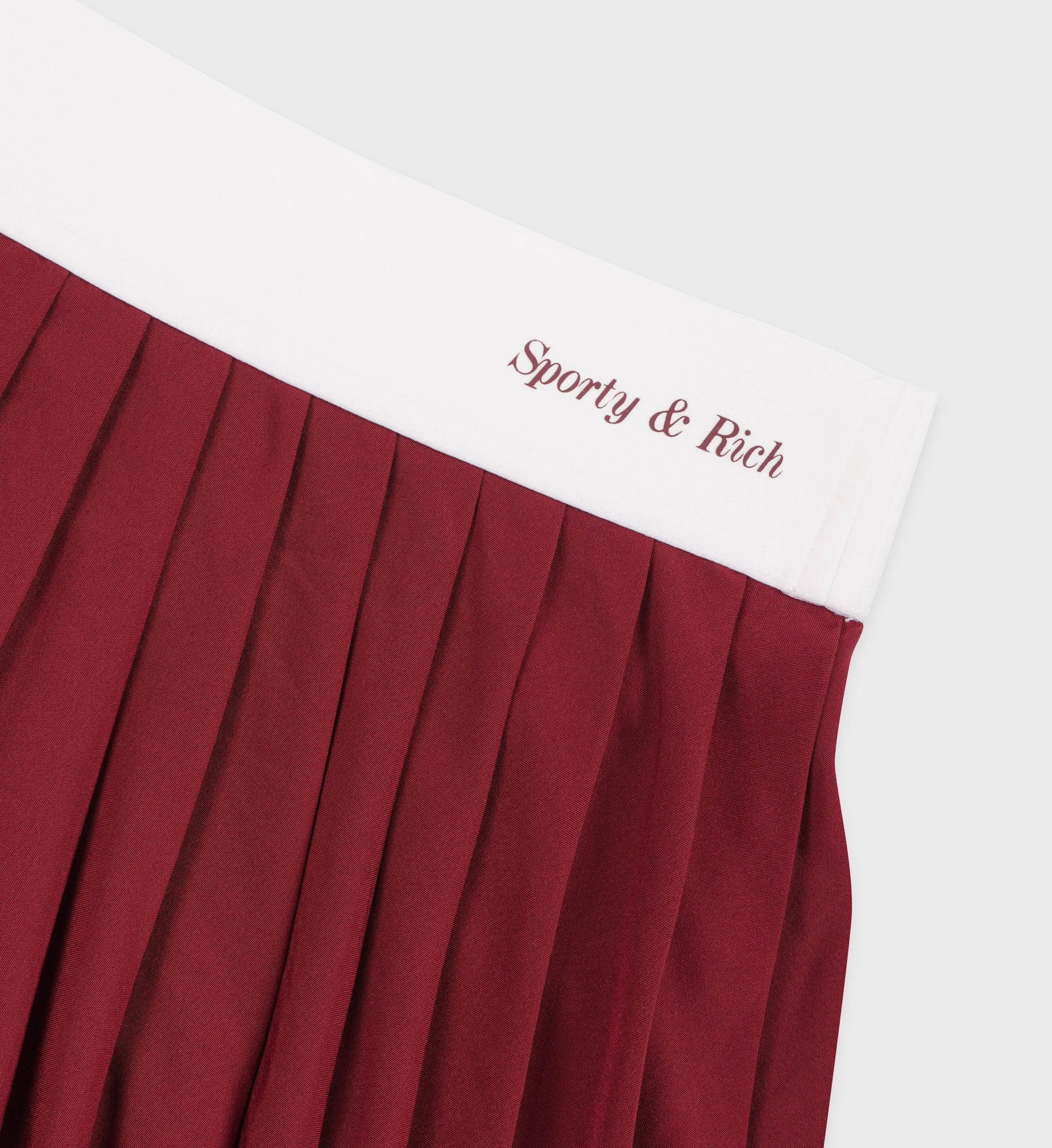 Classic Logo Pleated Skirt - Merlot/White sold by Sporty and Rich product image thumbnail 3