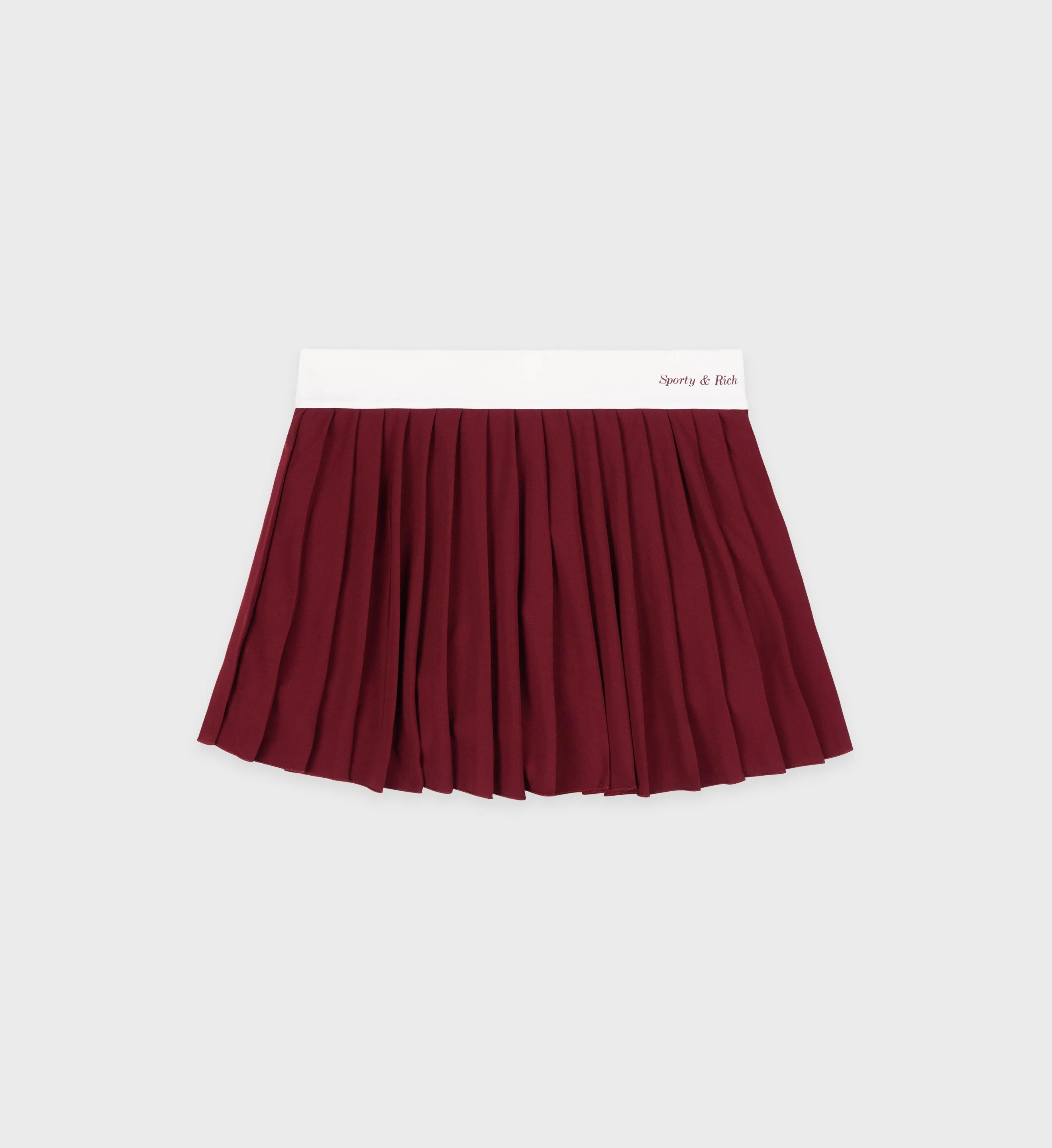 Classic Logo Pleated Skirt - Merlot/White sold by Sporty and Rich