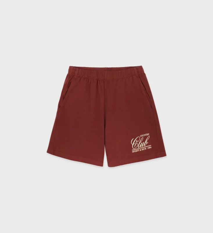 94 Country Club Gym Short - Maroon/Cream sold by Sporty and Rich
