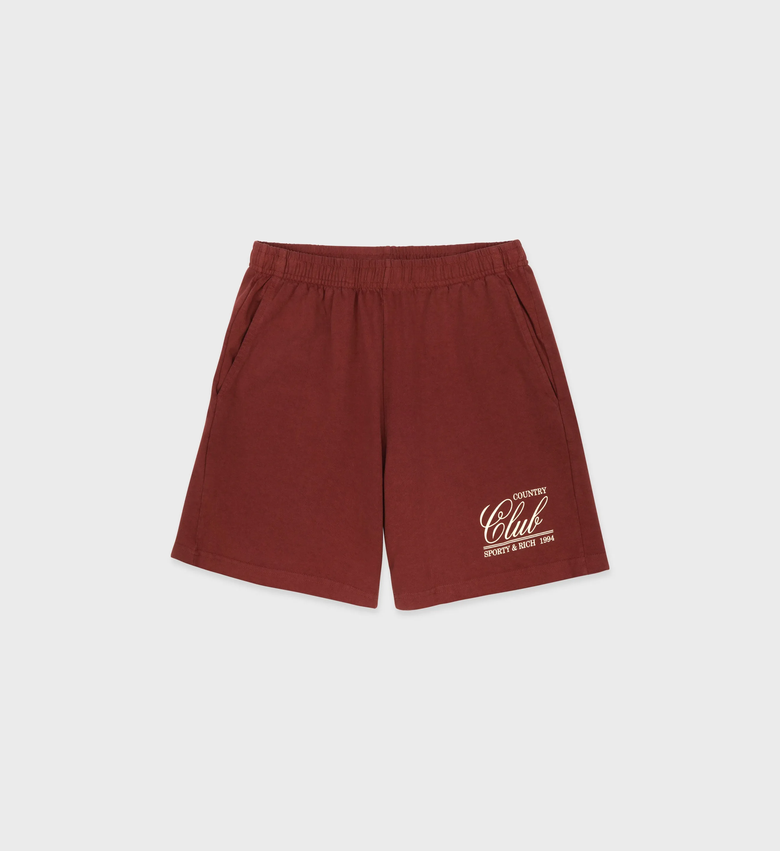 94 Country Club Gym Short - Maroon/Cream sold by Sporty and Rich