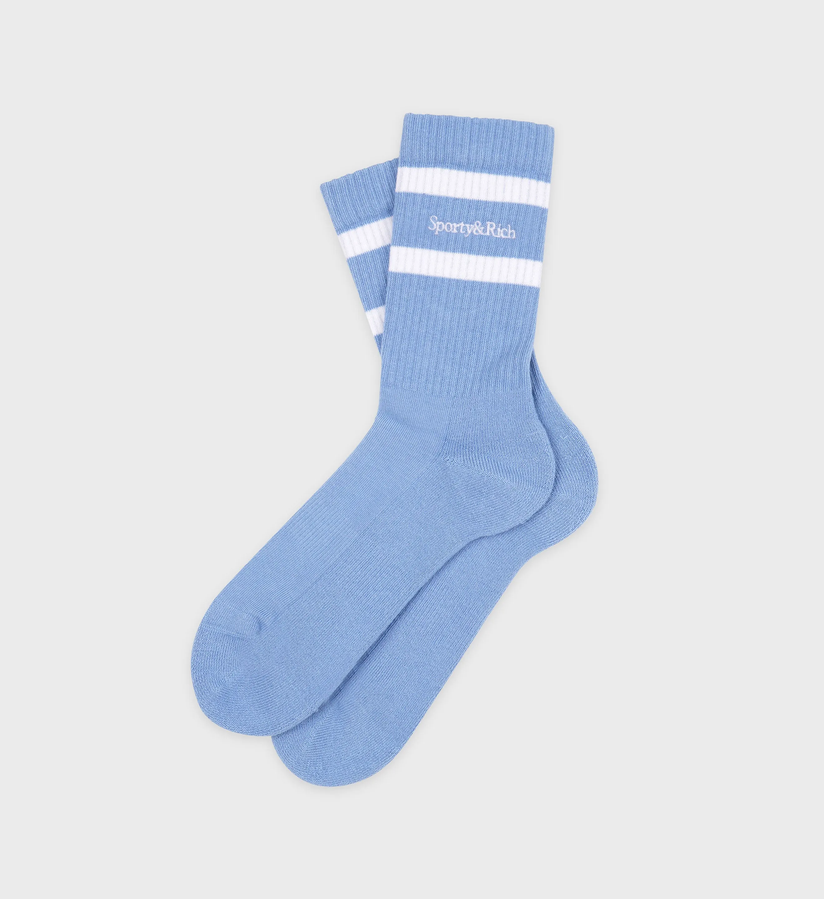 Serif Logo Socks - Sky Blue/White sold by Sporty and Rich